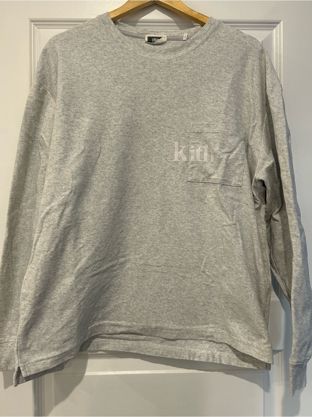 Kith Kids Long-Sleeve Pocket Tee in Heather Gray